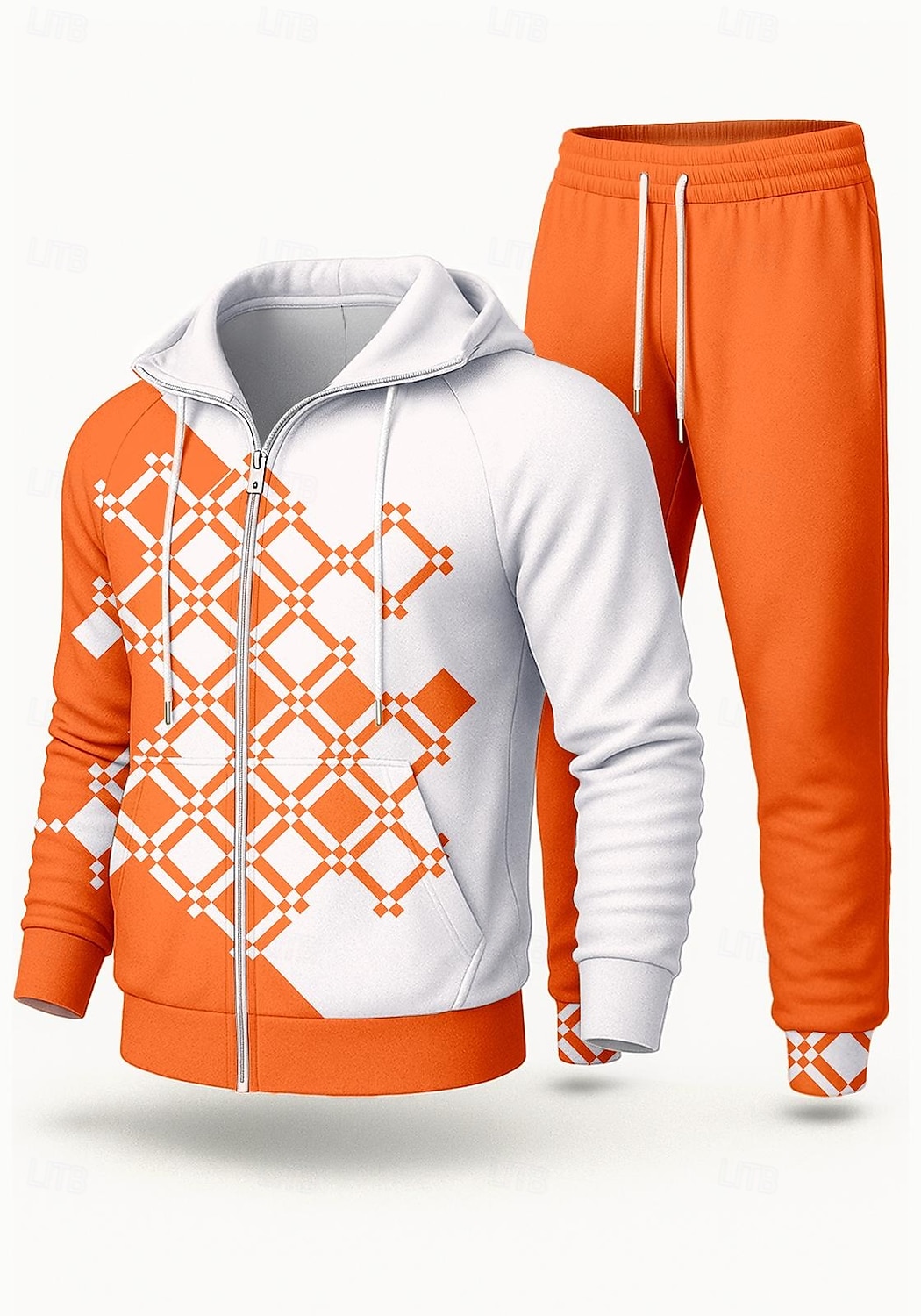 Ανδρικά Φούτερ με Κουκούλα Φόρμα Φόρμα 2 τεμαχίων Κορδόνι Κουμπώσου Γεωμετρικό Ρούχα σύνολα Φθινόπωρο Χειμώνας Μπλε Πορτοκαλί Επάγγελμα Για Υπαίθρια Χρήση Ταξίδια Ελαφρύ Μοντέρνα Μακρυμάνικο 2026 - $47.99 –P1