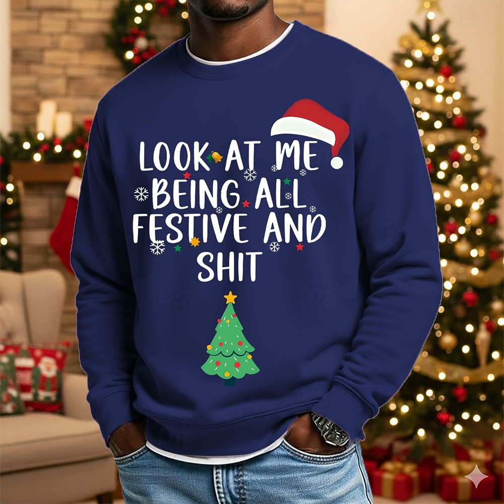 Новогодняя тематика Муж. Смешной Толстовка Круто Для вечеринки 3D Длинный рукав Вырез под горло Отпуск Для вечеринок Подарок Синий Черный Красный Зеленый Crewneck 3D Все сезоны Дизайнер S M L XL XXL 2025 - $26.99 –P3