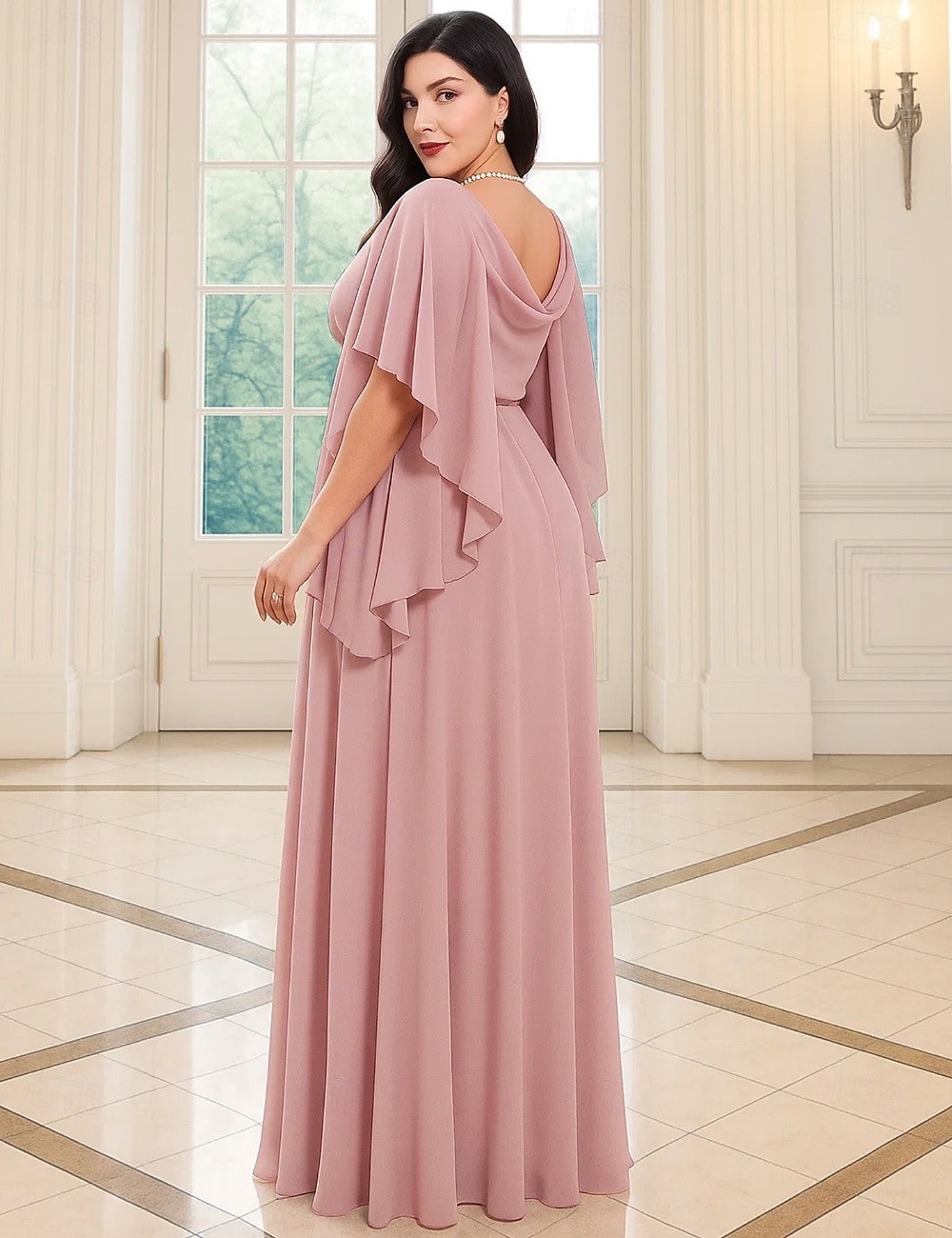 A-Line Abito da Sposa per Invitate Lunghezza Piena Abiti Formali Abito da Sera Abito Madre della Sposa Manica Lunga V Neck Elegante Vintage Festa Chiffon con Perline del 2026 a $126.99 –P2