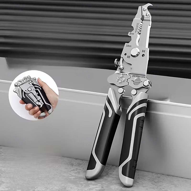 Pinza spelafili pieghevole 18 in 1 per impieghi gravosi - utensile multifunzionale con impugnatura antiscivolo, taglio cavi, crimpatura, torsione, spelafili tutto in uno - per elettricisti, del 2026 a $16.99 –P1