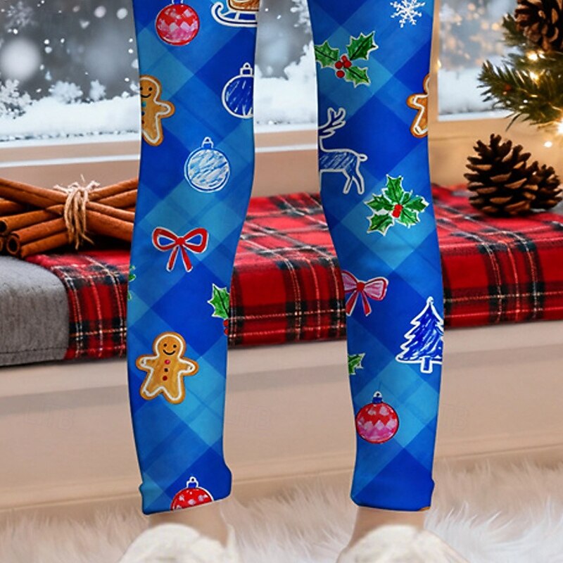 Dla dziewczynek 3D Graficzny Kratka Choinka Spodnie Getry Wiosna Jesień Śłodkie Podstawowy Dzieci 4-12 lat Na zewnątrz Codzienny Regularny 2025 - $10.49 –P3