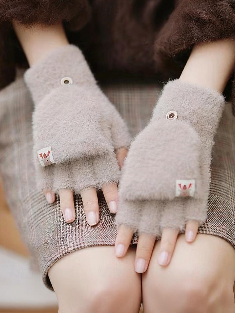 2026年 女性用 手袋 ニット ソリッドカラー クリスマス あたたか かわいいスタイル  コレクション – $7.99 –P3