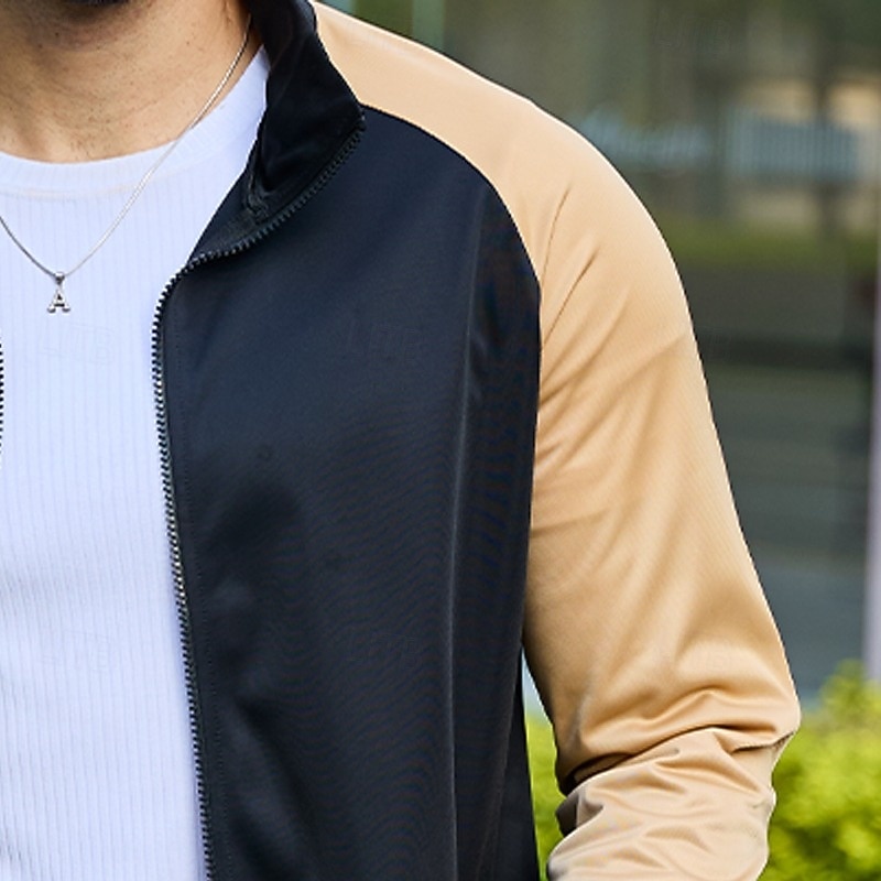 Men's Sweatshirt Full Zip Sweatshirt Black Blue Khaki Standing Collar Plain Patchwork Color Block Sports & Outdoor Casual Daily Streetwear Cool Sportswear Spring &  Fall Clothing Apparel Hoodies 2026 - $28.99 –P3