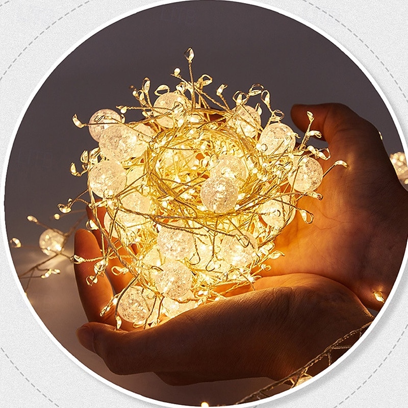 أضواء سلسلة الألعاب النارية، كرات مستديرة، أضواء خرافية بأسلاك نحاسية، 6 متر 400 LED، زينة حفلات الزفاف، الحديقة، الشرفة، زينة الأشجار والتراس 2026 - $76.99 –P6