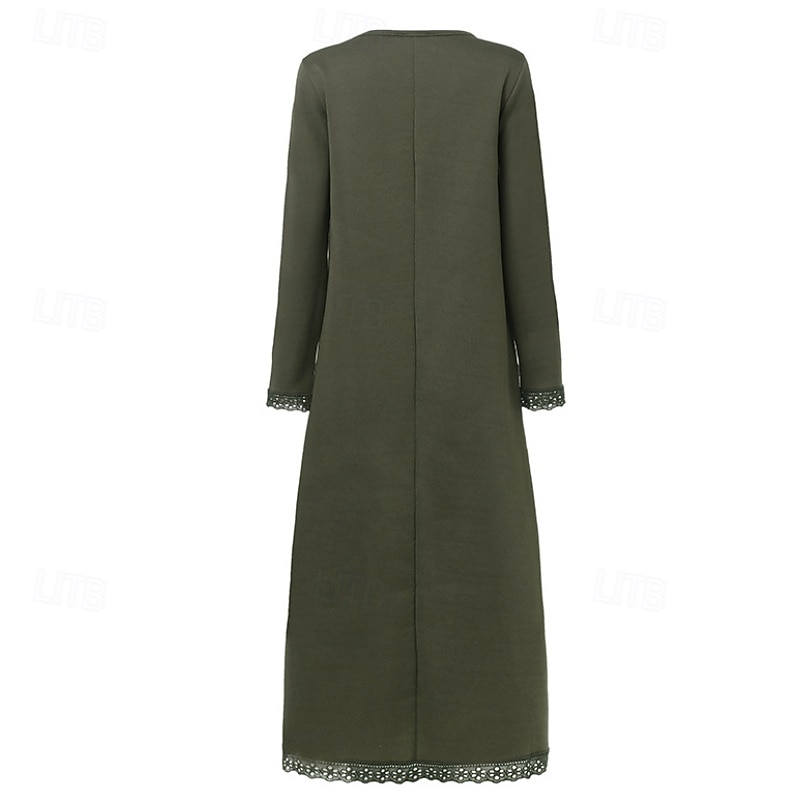 Per donna Abito Midi Abito con Cappuccio Vestito Casual Moderno Vacanza Uscire Vestibilità regolare Semplice Manica Lunga Girocollo Nero Verde militare Rosso Viola Autunno Inverno del 2026 a $29.99 –P10