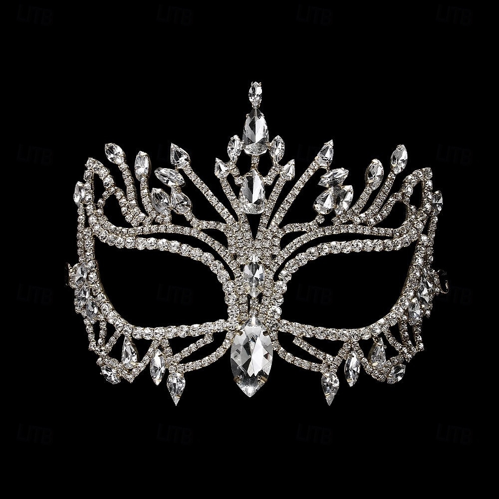 Женская маскарадная маска с кристаллами и стразами, роскошная золотая маска для лица с драгоценными камнями для женщин, элегантный аксессуар для костюма для балов-маскарадов и вечеринок 2026 - $24.99 –P3