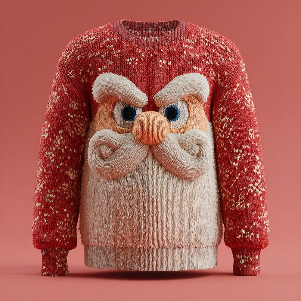 Csúnya karácsonyi pulóver Férfi Mikulás Nyomtatott Pulóver pulóver Kötöttáru Kerek nyakkivágás Alkalmi Vakáció Napi Melegen tartani Hosszú ujj Tavasz Ősz Tél Fehér / Piros Sárga Rubin 2025 - $33.99 –P3