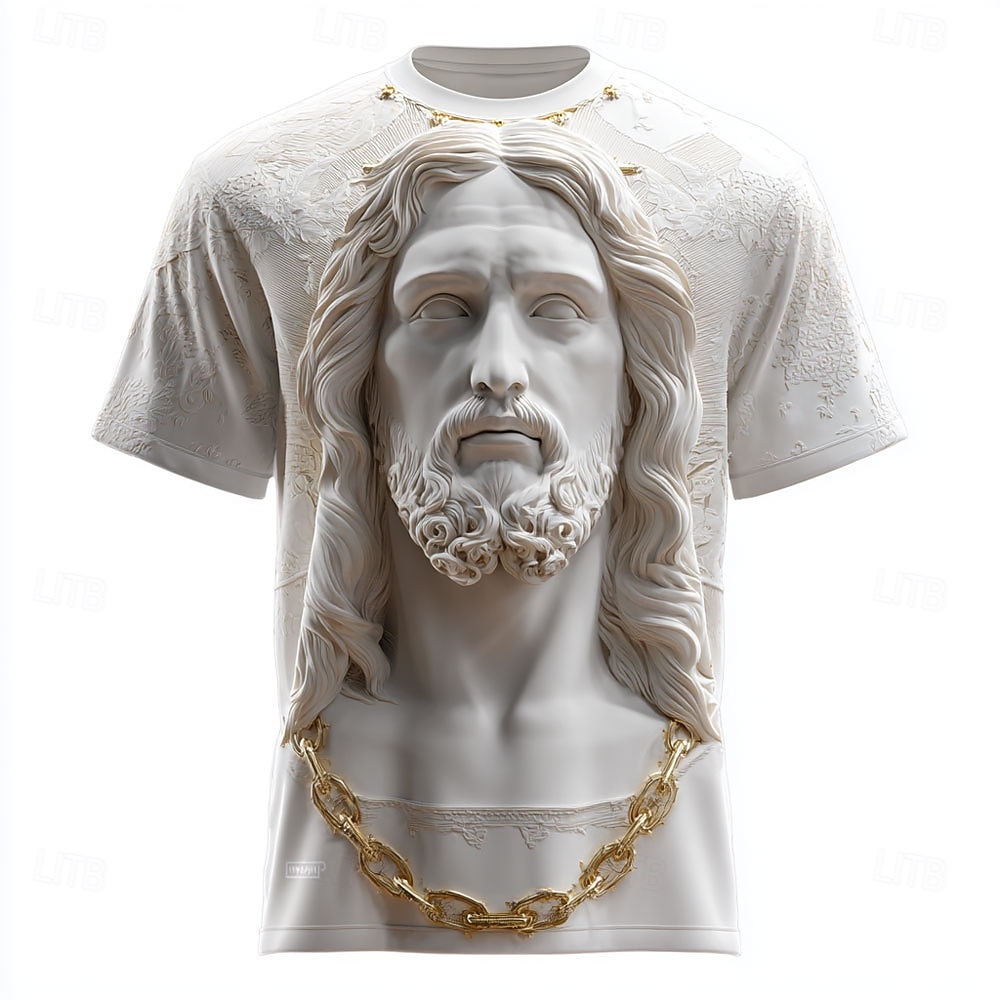 T-Shirt Ανδρών Βίβλου Οπτική Ψευδαίσθηση 3D Ιησούς T-Shirt Κοντό Μανίκι T-Shirt 3D Εκτύπωση Crew Neck Υπερβολική Χαρακτηριστική Γιορτή Καθημερινά Διακοπές Άσπρη Καλοκαίρι Άνοιξη Όλες οι Εποχές Ρούχα 2026 - $21.99 –P1