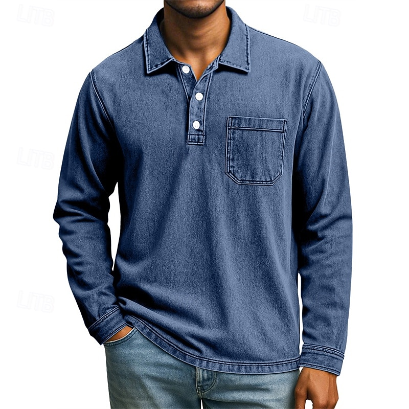 Ανδρικά Πουκάμισο γκολφ Μπλουζάκια Golf Polos Causal Δουλειά Πέτο Μακρυμάνικο Βασικό Μοντέρνα Σκέτο Τσέπη Κουμπιά Άνοιξη Φθινόπωρο Κανονικό Βαθύ πράσινο Σκούρο μπλε Καφέ Πουκάμισο γκολφ 2026 - HUF 7410 –P9