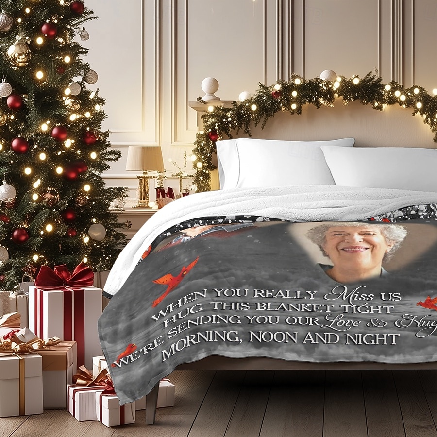 بطانية صور مخصصة - هدايا تعاطف تذكارية مخصصة لعيد الميلاد لفقدان الأم والأب - حبك سيكون دائمًا دليلنا 2026 - $26.99 –P5
