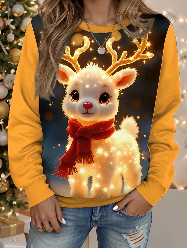 Pentru femei Hanorac pulover Pisica Brad de Crăciun Crăciun Casual Manșon Lung Stil Nautic Topuri obișnuite Stradă Zilnice Casual Negru Galben Roșu Vin Roșu-aprins Albastru piscină Primăvară Toamn 2025 - $28.99 –P6