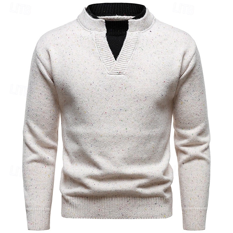 Men's Sweater Pullover Sweater Jumper Ribbed Knit Regular Tops 2 in 1 Knitted Plain High Neck Knitwear Contemporary Casual Daily Wear Clothing Apparel Fall & Winter Black Light Grey M L XL 2026 - $43.99 –P5