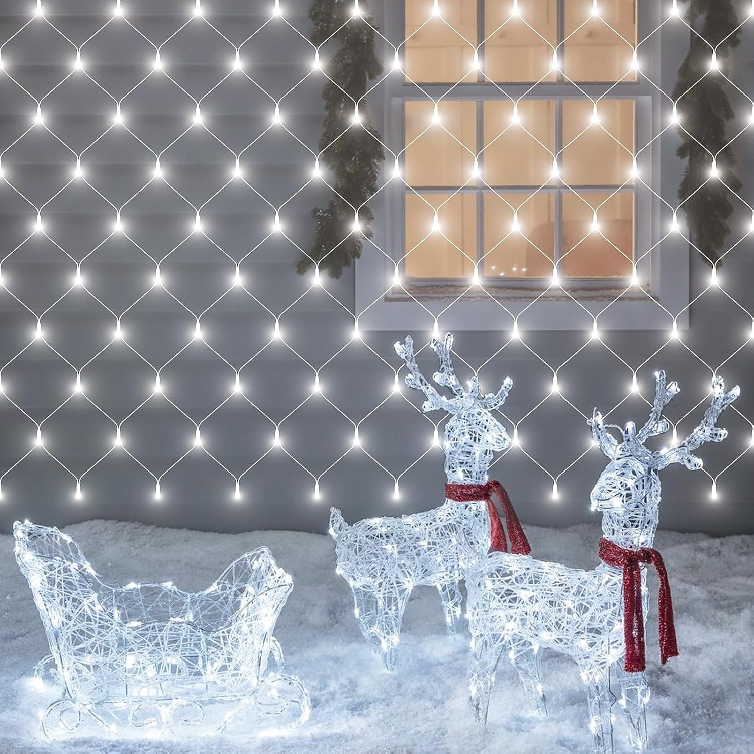 Set di luci a rete collegabili 3 in 1 per interni ed esterni, luci decorative per Natale, Capodanno, matrimonio, atmosfera festiva, telecomando a 13 tasti, tensione di sicurezza 31 V, 1,5 * 1,5 m - 96 del 2025 a $47.99 –P2