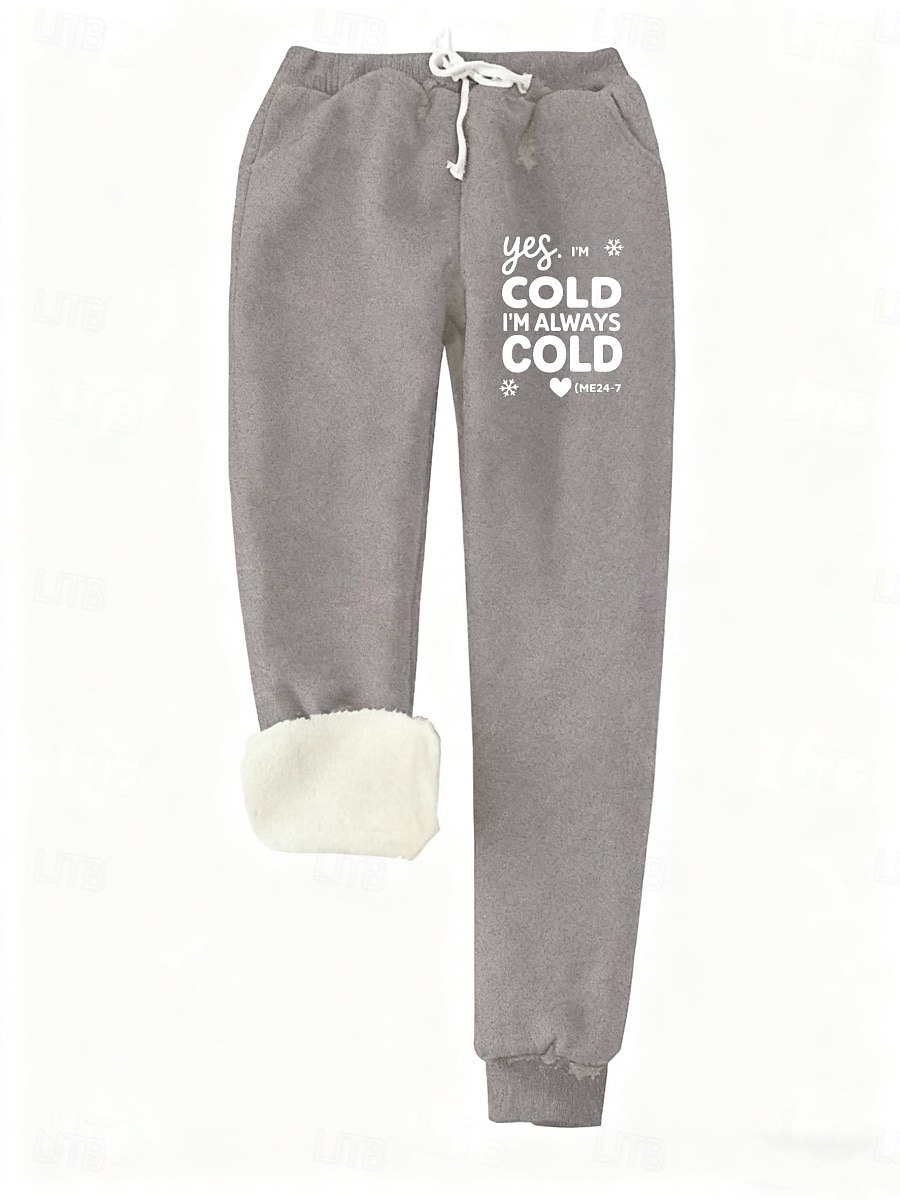 Γυναικεία Αθλητικές Φόρμες Παντελόνι Fleece Μοντέρνα Βασικό Καθημερινό Πλήρες μήκος Ψηλή Μέση Γράμμα Κορδόνι Τσέπη Στάμπα Διατηρείτε Ζεστό Αντιανεμικό Άνετα Μικροελαστικό 2025 - $22.99 –P5