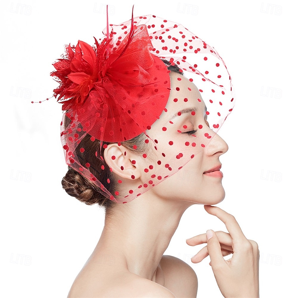 Palarioare Tul Material Textil Pălărie Nuntă Petrecere ceai Cursă de cai cocktail Elegant Epocă Cu Pene Tul Diadema Articole Pentru Cap 2026 - $16.49 –P1