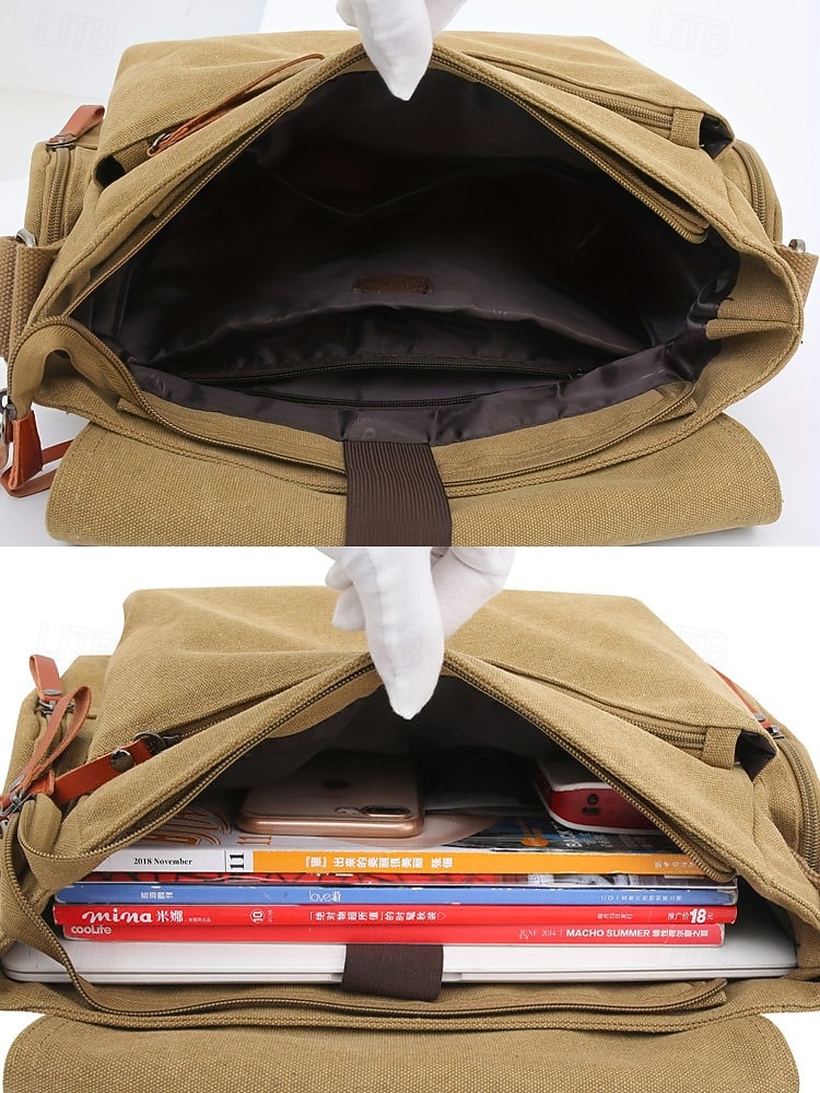 Pánská plátěná taška přes rameno s velkou kapacitou, vintage crossbody brašna na notebook, knihy a cestování 2026 - $42.99 –P8