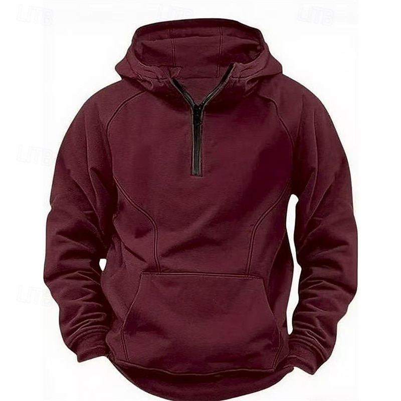 Hombre Sudadera Sudadera con capucha y cremallera de un cuarto Negro Vino Verde Ejército Azul Marino Caqui Con Capucha Plano Bolsillo Media Cremallera Deporte Diario Festivos Poliéster Ropa de calle 2025 - $25.99 –P3
