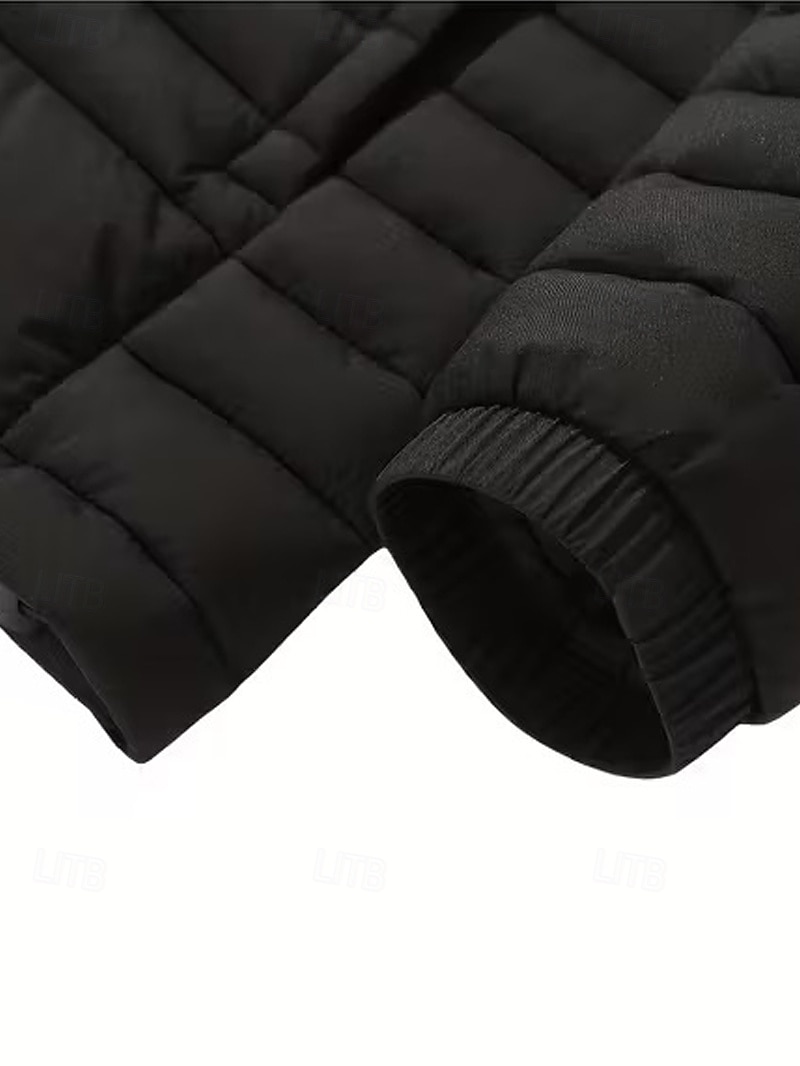 Bărbați Palton de iarnă Geacă puffer Jachetă căptușită Buzunar Poliester Vacanță Purtare Zilnică Dată Regulat Modă Casual Comfortabil Termic cald Iarnă Culoare solidă / simplă Negru Albastru piscin 2026 - $56.99 –P5