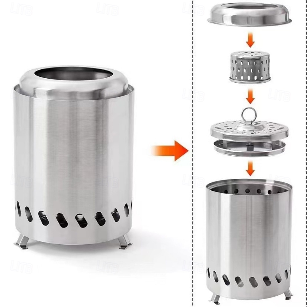 Tabletop Fire Pit Smokeless Portable Bonfire 304 Stainless Wood Burning with Grill and Removable Ash Pan, Ideal for Camping and Part 2025 - $54.99 –P4