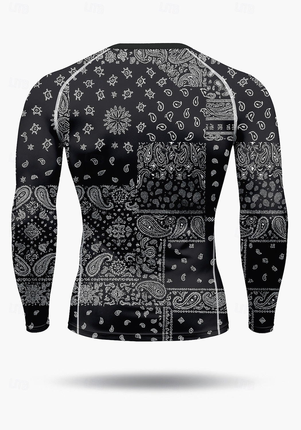 Муж. Компрессионная футболка Футболка для бега Пэчворк 3D печать Длинный рукав Футболка Футболка Весна Осень Геометрический принт Быстровысыхающий Сжатие видеоизображений Для тренировки Power Flex 2026 - $20.99 –P2