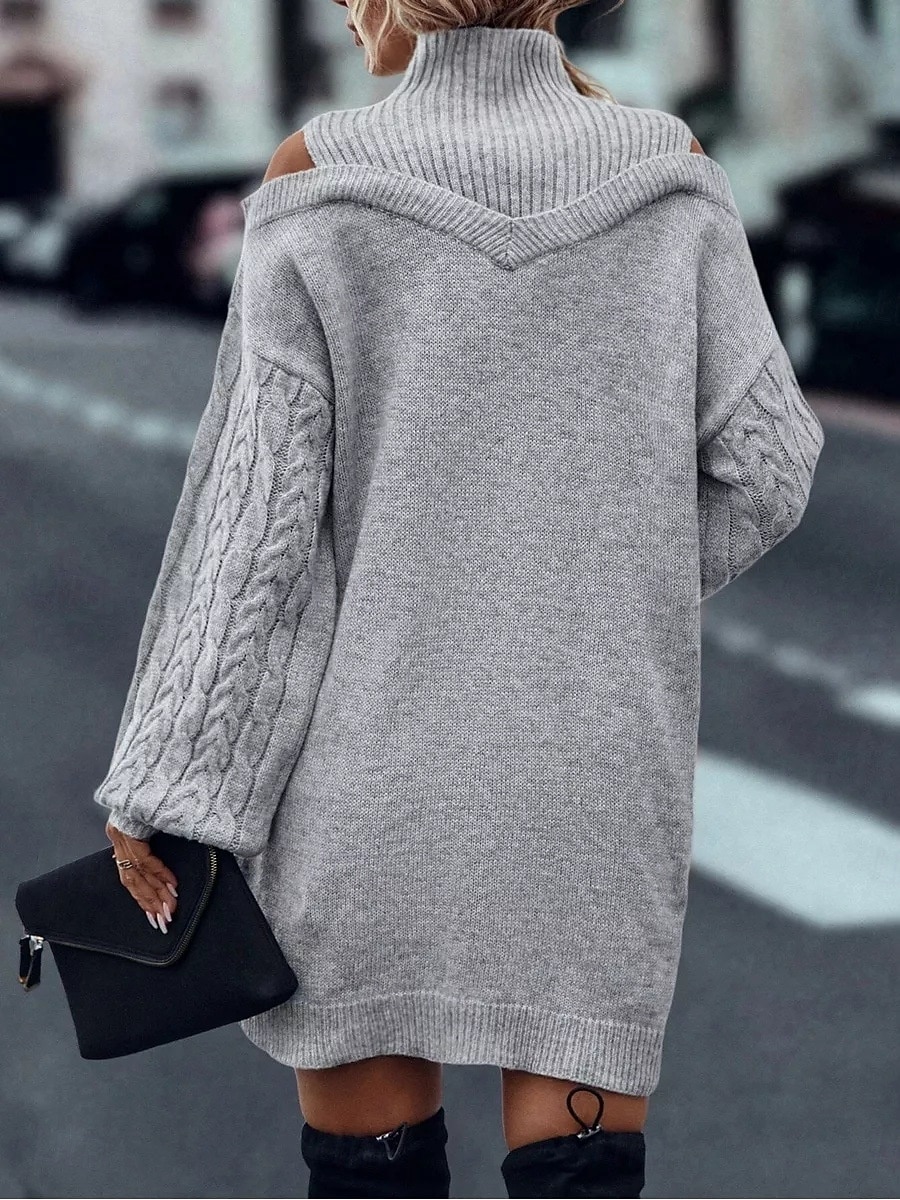 Per donna Abito maglione Elegante Casual Morbido Colore Puro A Coste Dolcevita Lavorato a maglia Spalle scoperte Manica Lunga Top Regolari Maglia All'aperto Quotidiano Weekend Nero Verde Autunno del 2026 a $37.99 –P6