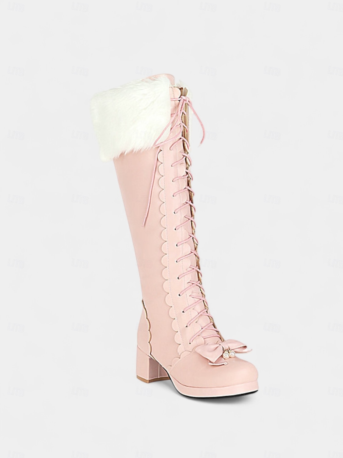 Botas De Santa Claus Para Hombre Con Forro Polar Y Suela Antideslizante, Cremallera Lateral, Cuero Sintético Con Pelo Blanco Largo, Ideales Para Disfraces De Navidad