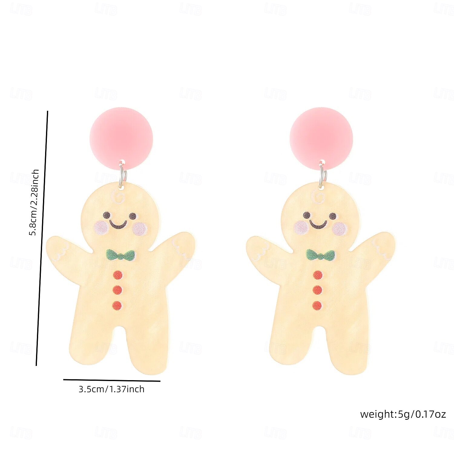 graziosi orecchini natalizi a forma di omino di pan di zenzero – orecchini pendenti rosa con design natalizio per donna del 2026 a $11.99 –P3