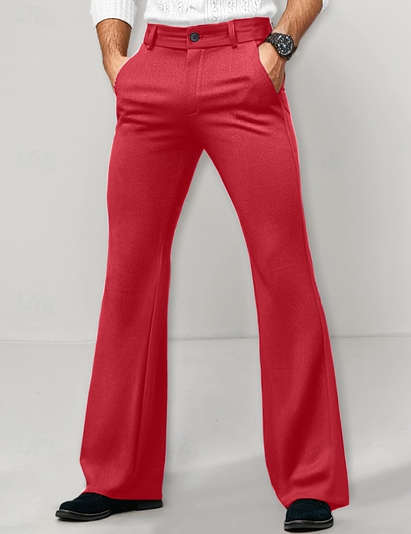 Herr Kostymbyxor Flared byxor Bell Botten Långbyxor Ficka Slät Komfort Andningsfunktion Fullängd Utomhus Dagligen Utekväll Mode Ledigt Svart Vit Microelastisk 2026 - $29.99 –P6