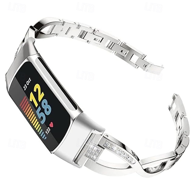 Smart Watch Band Compatible with Fitbit Charge 6 / Fitbit Charge 5 Rhinestone Smartwatch Strap Glitter Crystal Bling Diamond Jewelry Bracelet Replacement Wristband For Fitbit Charge 6 / Fitbit Charge 2026 - $20.99 –P5