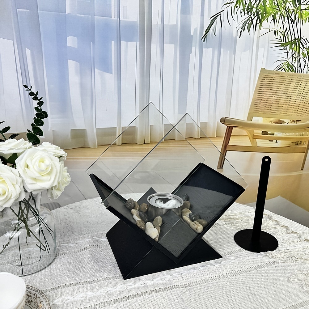 timanttimainen pöytälevyllä varustettu tulisija, kannettava pöytälevyllä varustettu takka, puhdas palaminen, bioetanolitakka, tuuletusaukoton takka sisä- ja ulkotiloihin, terasseille, juhliin ja 2026 - $92.99 –P14