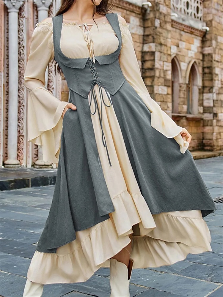 Medieval Renaissance Cocktail Dress Cosplay Costume Prom Dresses Viking Outlander Fancy Dress Women's Celtic Pirate Fantasy Masquerade LARP Ren Faire Festival Adults' Dress 2026 - $40.99 –P16