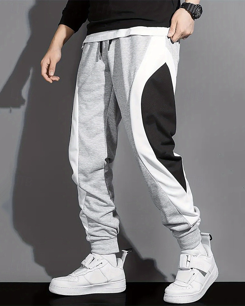 Ανδρικά Αθλητικές Φόρμες Τζόγκκερ Παντελόνια Κορδόνι Τσέπη Ελαστική μέση Συνδυασμός Χρωμάτων Γράμμα Άνεση Υπαίθρια Αθλήματα Καθημερινά Μοντέρνα Καθημερινό Μαύρο Γκρίζο Μικροελαστικό 2026 - $21.99 –P7