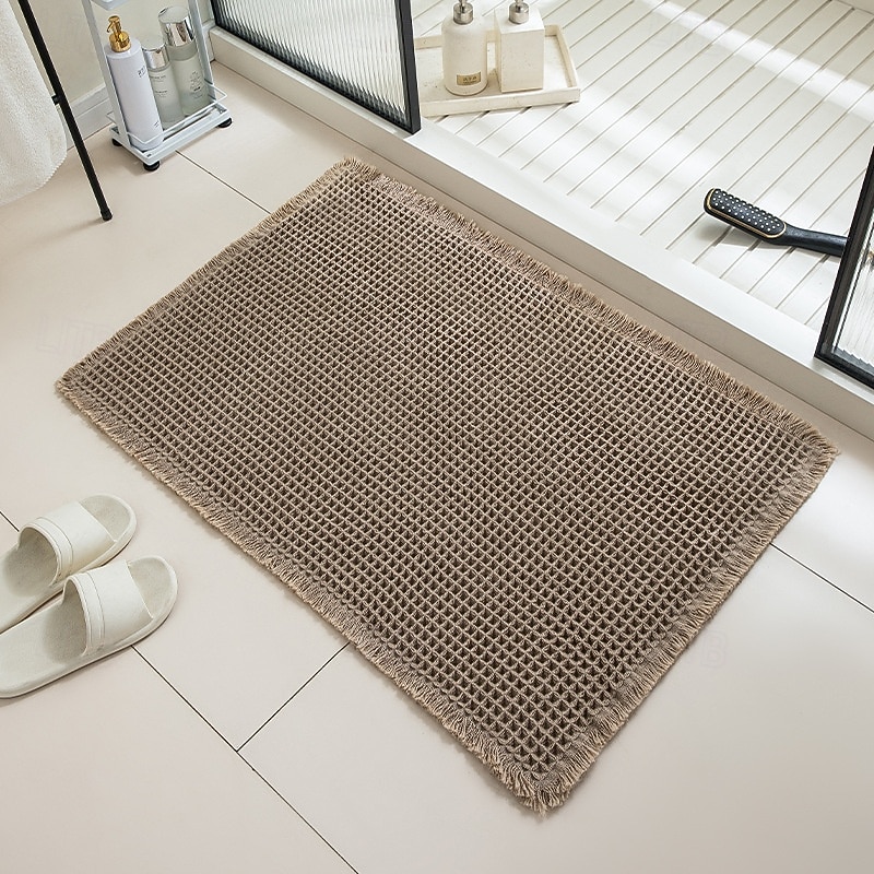 Alfombra de baño tipo gofre, alfombras de baño bohemias antideslizantes y lavables, ultrasuaves, súper absorbentes y de secado rápido, decoración rústica para el baño 2026 - kr.148 –P1