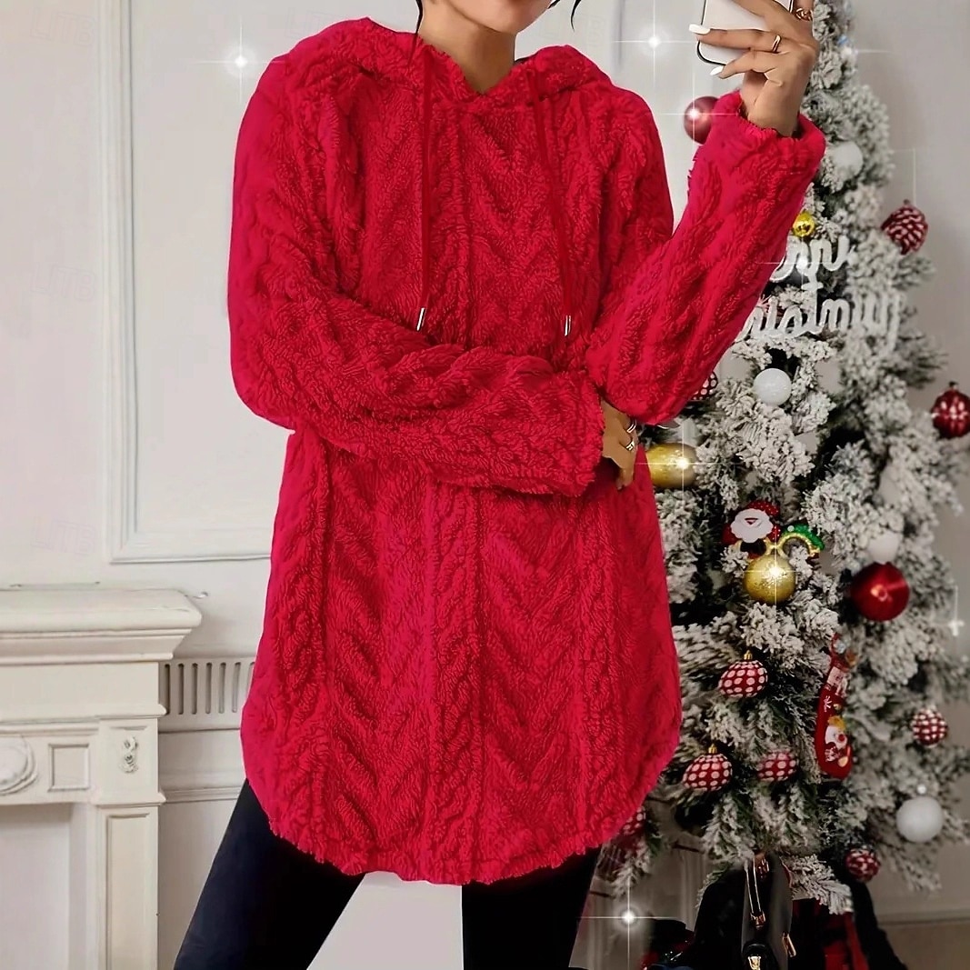 Christmas Women's Sweatshirt Elegant Cute Streetwear Solid Color