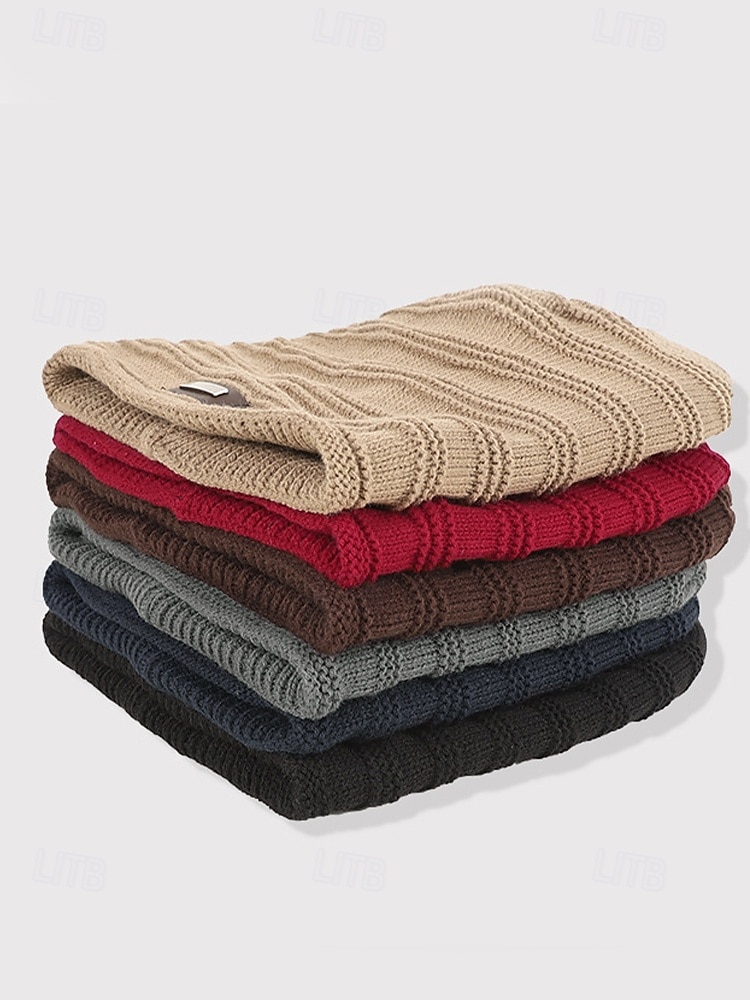 2025年 クリスマス用のメンズニットビーニーハット、柔らかいアクリルとフェイクファー、冬のファッションに最適な複数の色  コレクション – $11.99 –P4