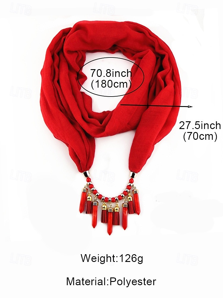 Women's Soft Scarf Necklace with Tassel and Beaded Pendant, Elegant Multi-Color Christmas Accessory for Winter Outfits & Holiday Parties 2026 - $14.99 –P8