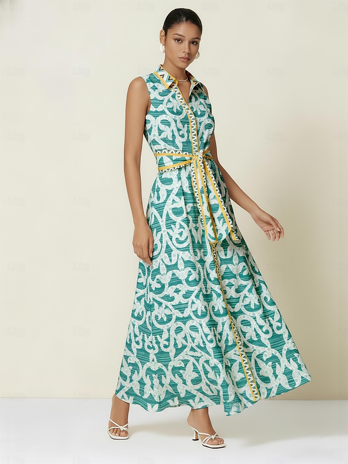 Maxikleid mit Hemdkragen, Gürteltasche 2026 - $113.99 –P1