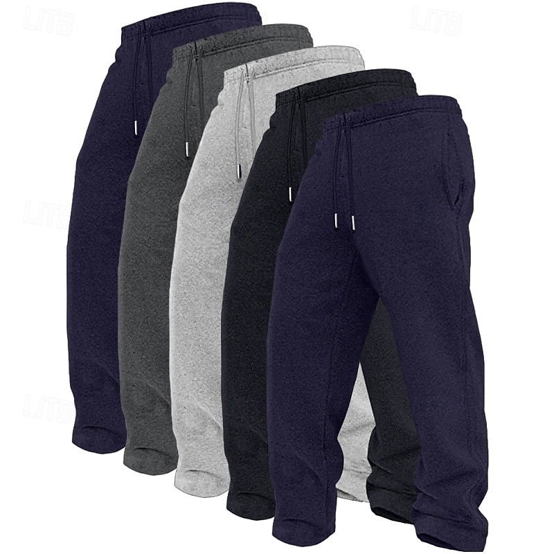 5 Stück Herren-Jogginghose mit geradem Bein, Fleece-Hose, Freizeithose, Kordelzug, elastischer Bund, Mehrfachpackung, einfarbig, bequem, volle Länge, Outdoor, Reisen, Alltag, Urlaub, Mode 2026 - $59.99 –P9