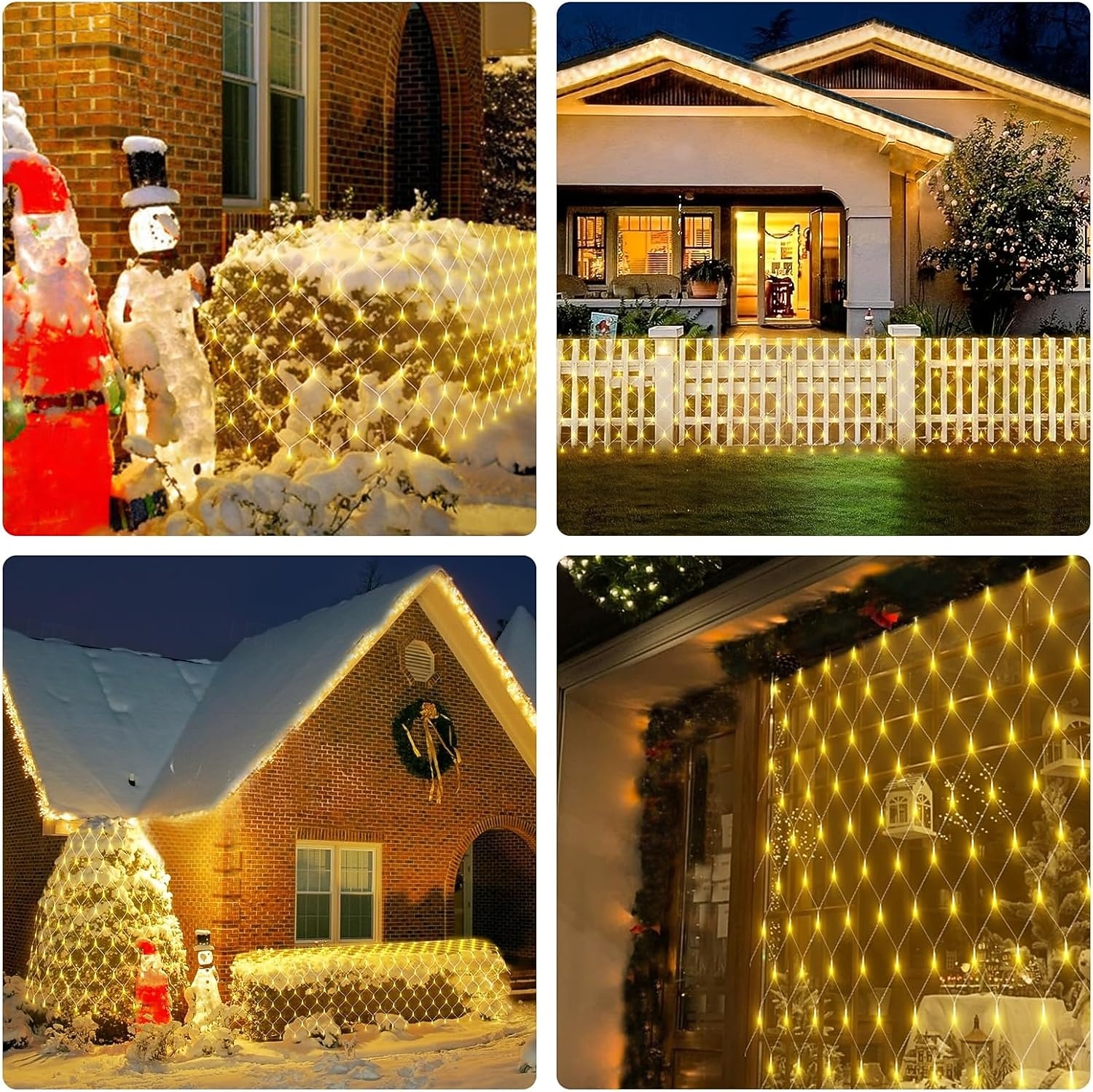 Set di luci a rete collegabili 3 in 1 per interni ed esterni, luci decorative per Natale, Capodanno, matrimonio, atmosfera festiva, telecomando a 13 tasti, tensione di sicurezza 31 V, 1,5 * 1,5 m - 96 del 2025 a $47.99 –P8