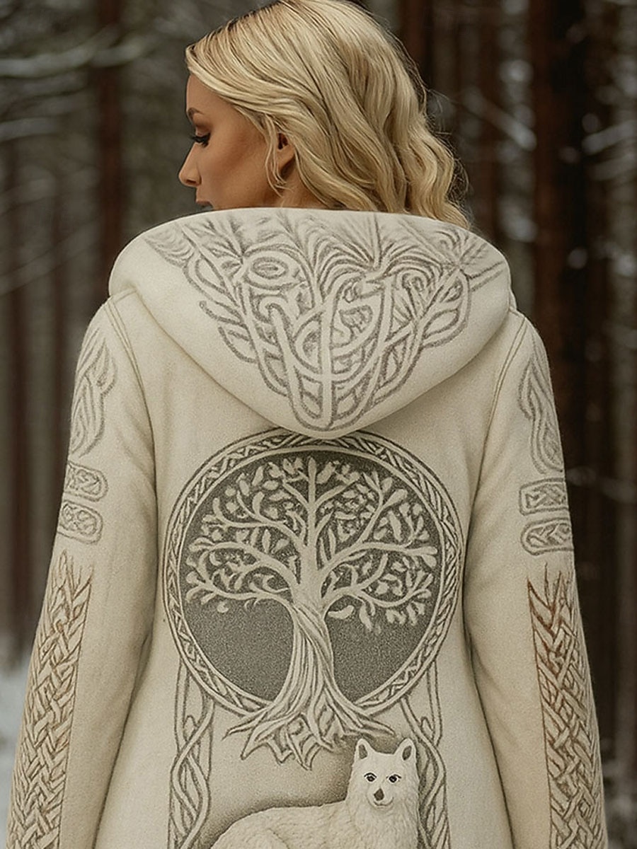 בגדי ריקוד נשים קרדיגן יומי יום יומי פרחוני גראפי גיאומטרי מצולע עם קפוצ'ון טלאים כיס כפתורים שרוול ארוך חולצות ארוכות לִסְרוֹג בָּחוּץ סוף שבוע בז' סתיו חורף 2025 - AU $79.93 –P2