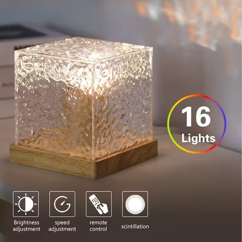16 Color Water Ripple USB Night Light - Touch&remote Control Automatic Rotation Starry Sky Projection Effect - Perfect Romantic Gift for Christmas and Party Decoration 2025 - $14.99 –P2