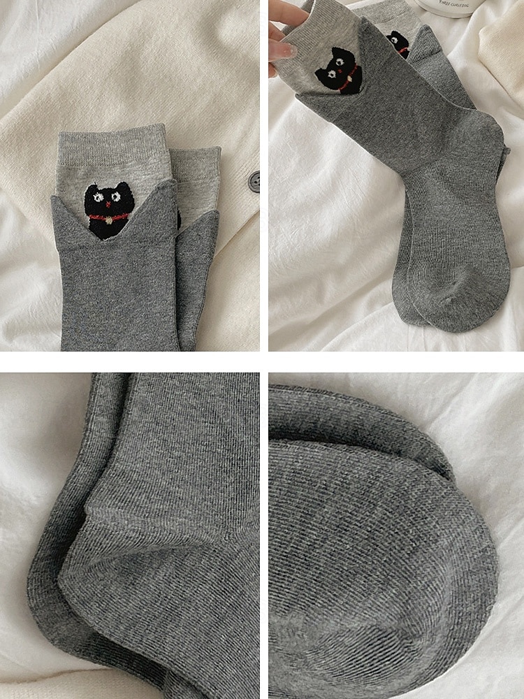 גרבי כותנה לנשים - עיצובים רקומים של חתול כלב חמוד עם חיות, רכים ונוחים, מושלמים ללבוש יומיומי ולפעילויות יומיומיות 2026 - $9.99 –P8