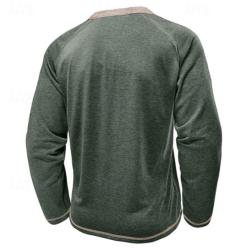 Per uomo Maglietta Maglia Henley Camicia a Maniche Lunghe Manica Lunga Henley Primavera Autunno Blocco di colori Moda Designer Essenziale Tasche Vacanza Streetwear Uscire Rosso scuro Nero Blu marino del 2025 a $11.99 –P8