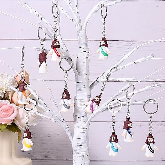 2025年 50/100個の小さなイエスのキーホルダー、ミニイエスの置物キーホルダー、クリスマスストッキング詰め物ギフト、マルチカラーの小さなイエスのキーホルダー、ミニチュアキーホルダーを隠す  コレクション – $19.99 –P8