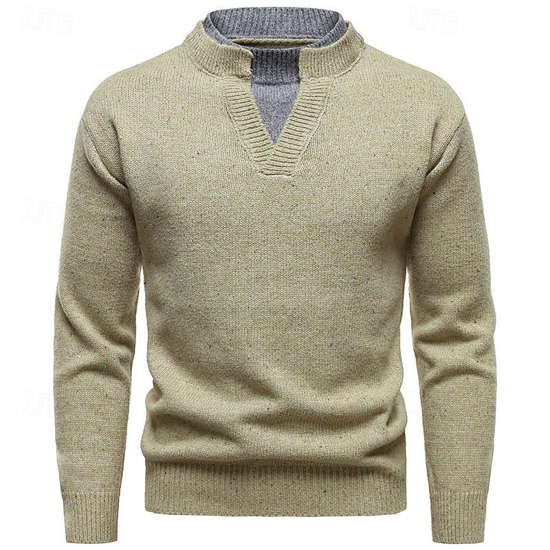 Men's Sweater Pullover Sweater Jumper Ribbed Knit Regular Tops 2 in 1 Knitted Plain High Neck Knitwear Contemporary Casual Daily Wear Clothing Apparel Fall & Winter Black Light Grey M L XL 2026 - $43.99 –P3