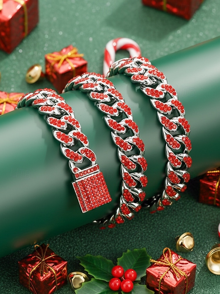 мужское рождественское ожерелье с камнями из сплава и циркония, разных цветов, идеально подходит для праздничного образа и в качестве подарка 2026 - $18.99 –P9