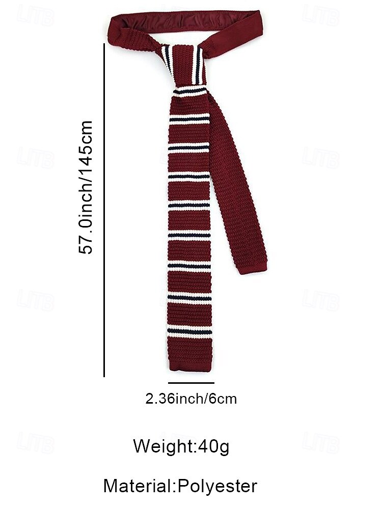 Men's Knit Stripe Tie - Stylish Woven Christmas Neck Tie with Red, White, and Black Stripes for Holiday Parties and Festive Occasions 2026 - $11.99 –P7