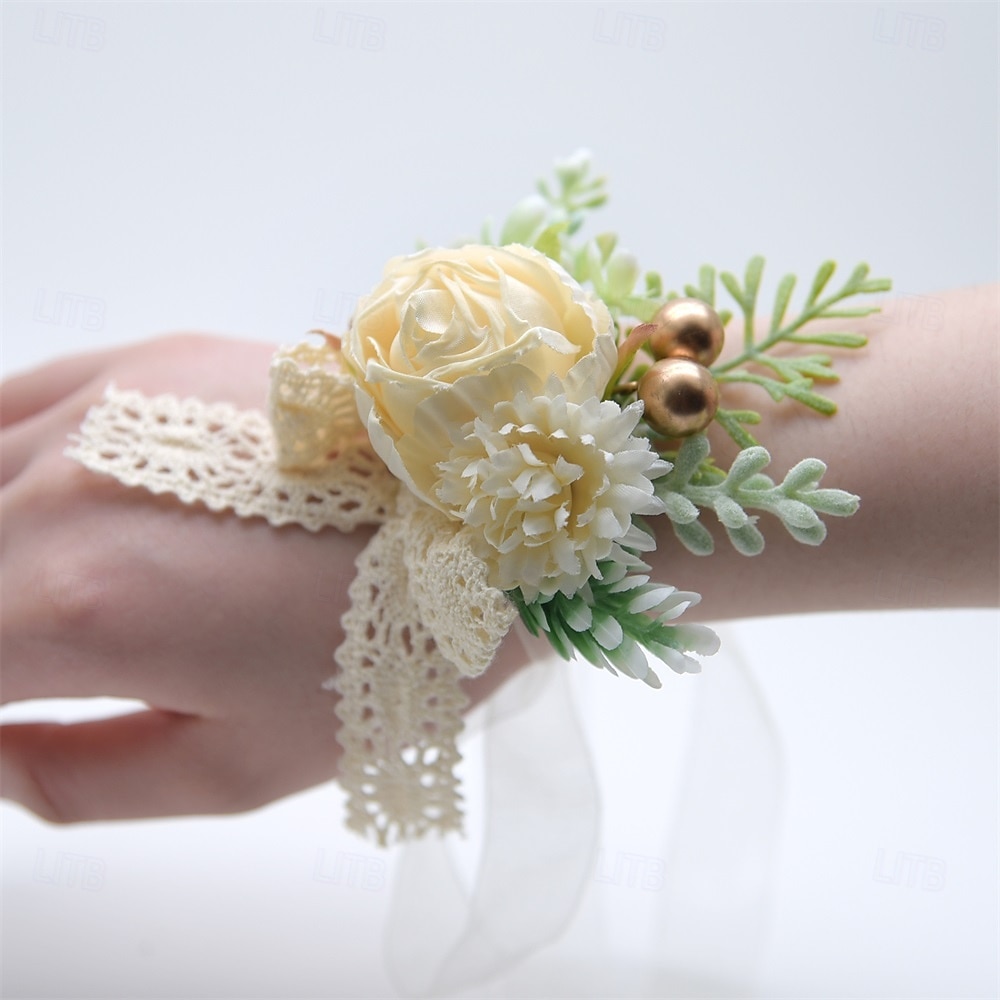 Bröllop handled blommor Handleds Corsage Bröllop / Fest Tyg Blomstil 2026 - $16.49 –P6