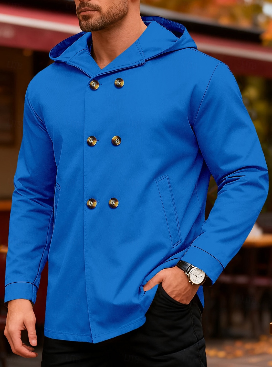 Men's Trench Coat Hoodied Jacket Formal Home Windbreaker Pocket Spring Fall Solid Color Active Vintage Shirt Collar Regular Black Red Blue Green Khaki Jacket 2026 - $42.99 –P12