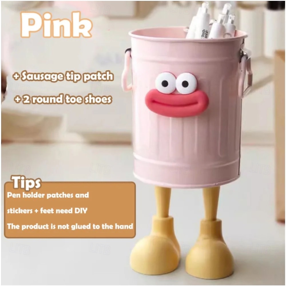 tegneseriepennholder enkel oppbevaringsholder for kontor oppbevaring skrivebord oppbevaring hjemmestudie oppbevaring (tilfeldige bokstavklistremerker) tegneseriepersonlighet pennholder stor kapasitet 2026 - $9.99 –P9